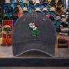Mexican Flag Rose Washed Baseball Cap Cotton Adjustable Retro Streetwear Hat for Unisex