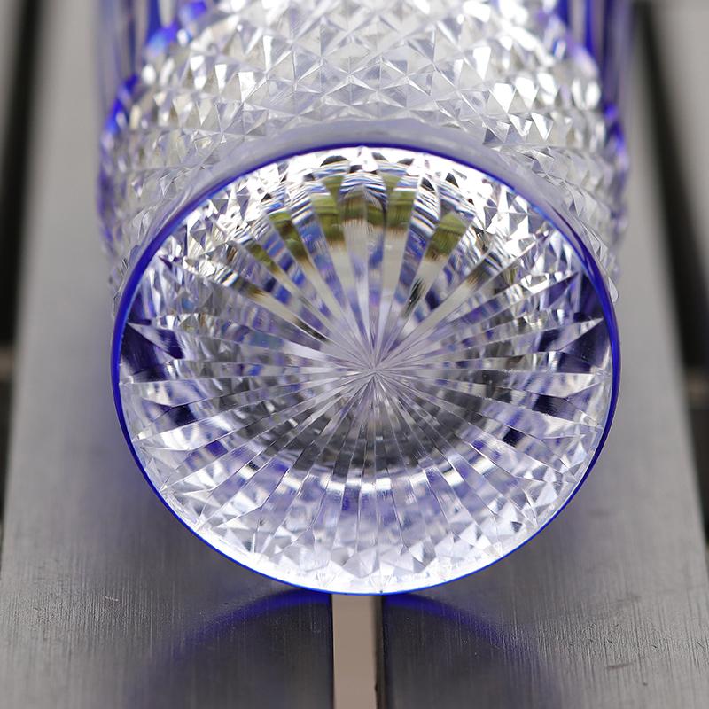 Edo Kiriko Blue Wine Drinking Glass Cup Lead-free Crystal Glass Blue Hand-blown Hand-carved Glasses Best Gift For Wedding