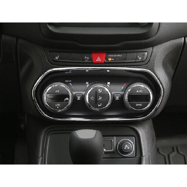 For Jeep Renegade 15 16 17 Glossy Chrome Console AC Button Control Frame Trim