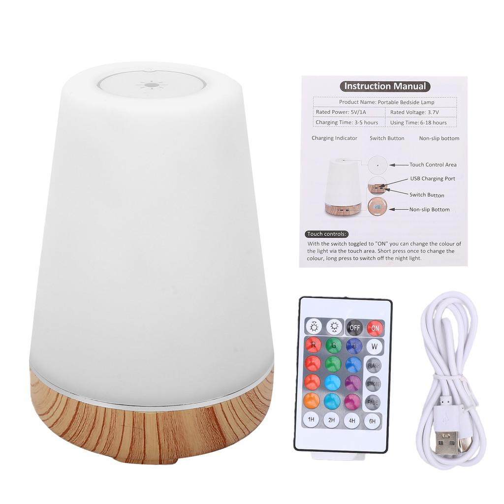 LED Night Light, Bedside Table Lamp with Remote Control, RGB Color Changing Mood Lamp, Touch Control, 1 2 4 6H Timer,