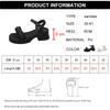 Fashion Pleated Pu Leather Platform Sandles Women 2025 Fashion Crystal Thick Sole Sandals Woman Ankle Strap High Heeled Sandals Female