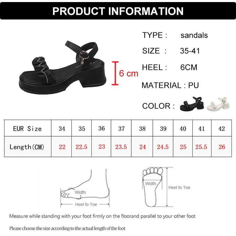 Fashion Pleated Pu Leather Platform Sandles Women 2025 Fashion Crystal Thick Sole Sandals Woman Ankle Strap High Heeled Sandals Female