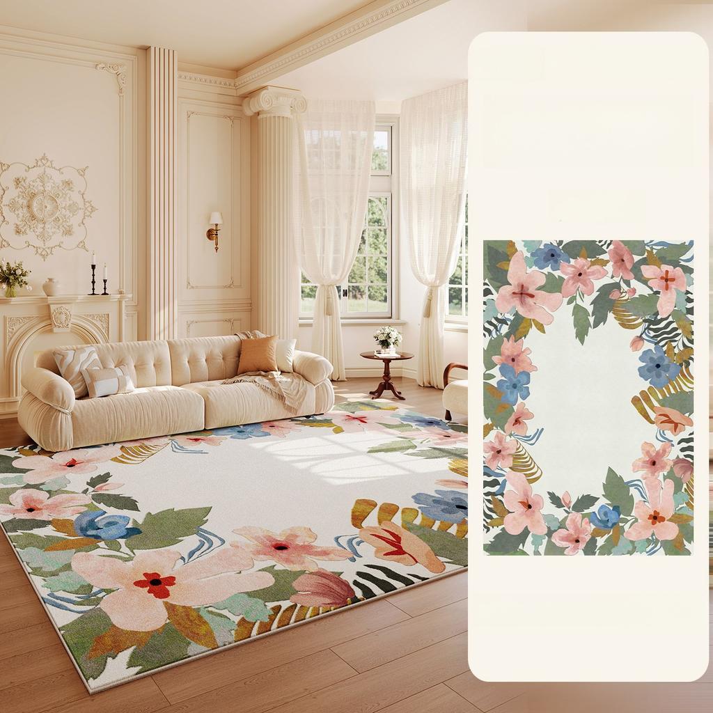 Flower Pattern Carpets for Living Room Fluffy Soft Lounge Floor Mat French Style Bedroom Decor Large Carpet Home Thick Plush Rug