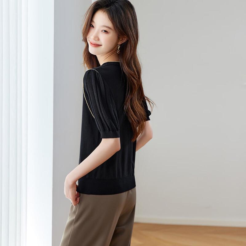 Women's Mulberry Silk Blend Lace Knit Top