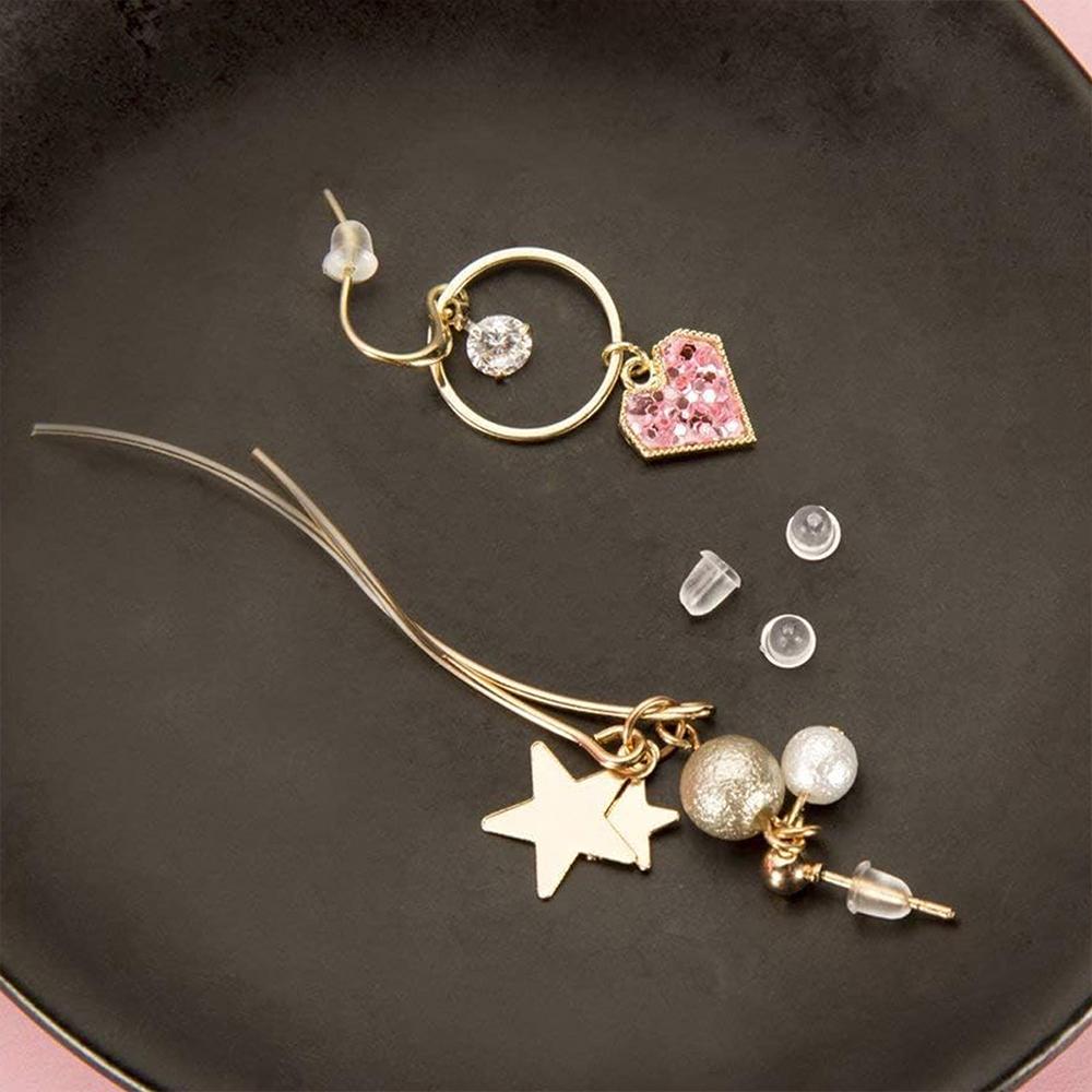 Silicone Earring Backs 1200Pcs Soft Clear Ear Safety Back Pads Backstops Clutch Stopper Replacement for Fish Hook Earring Studs