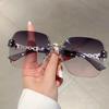 New Square Rimless Sunglasses Women Luxury Designer Cool Unisex Vintage Eyewear UV400