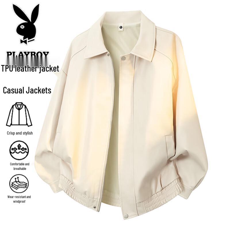 Playboy Men's Retro Faux Leather Jacket