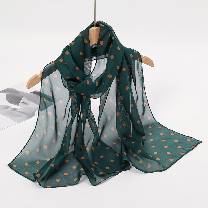 New Fashion Chiffon Dot Print Design Women Silk Scarf Shawl Elegant Headscarf Bandage Hijabs Muslim Wrap Scarves