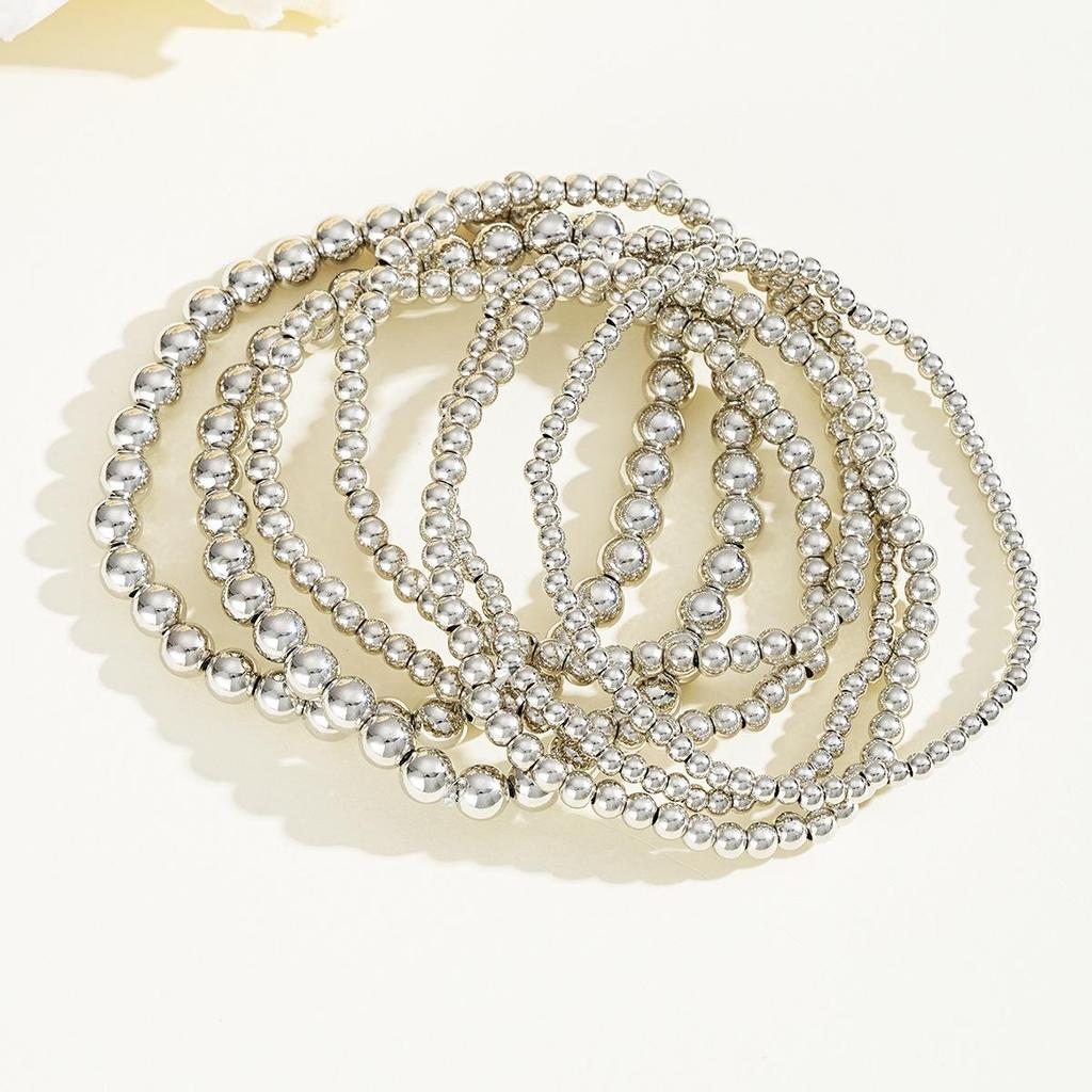 European/American Style Waterproof, Wear-Resistant Women's Beaded Elastic Bracelet - Fashionable, Stackable, and Simple Design