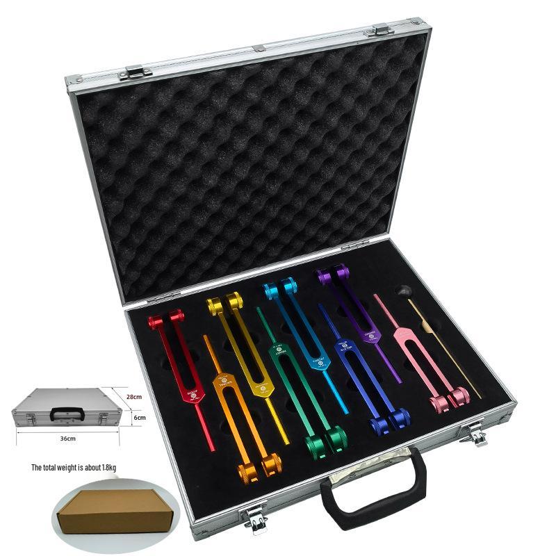 Eight-Piece Colored Tuning Fork Set with