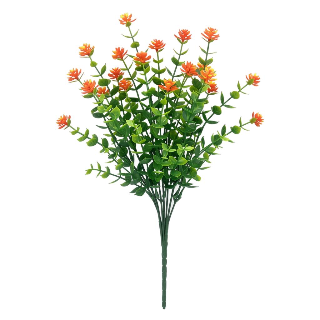 Artificial Eucalyptus Tea Rose Branches Seven Stems Faux Plant Arrangement for Home Office Tabletop Decoration Display
