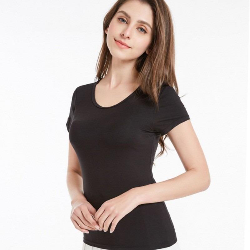 Plus Size Women Short Sleeve Vest With Built In Bra Pad Casual Home Base Wear