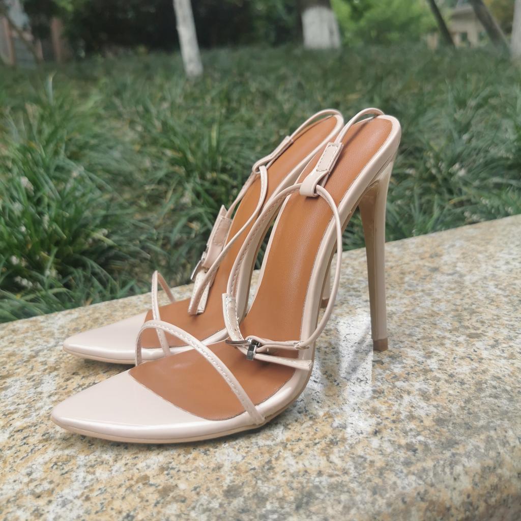 Fashion Sexy Summer Shoes Sandals For Women Large Size 45 High Heels Flip Flops Narrow Straps Wedding Party Dance Shoes Ladies Footwear