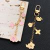 Pink Rose & Cherry Blossom Zinc Alloy Keychain Pendant