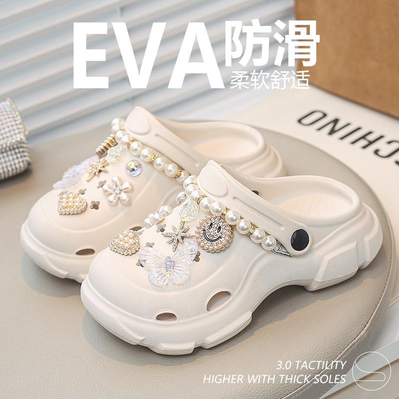 

Girls hole shoes summer bag head sandals 2025 new children s two wear waterproof and non-slip beach slippers little girl 28-29