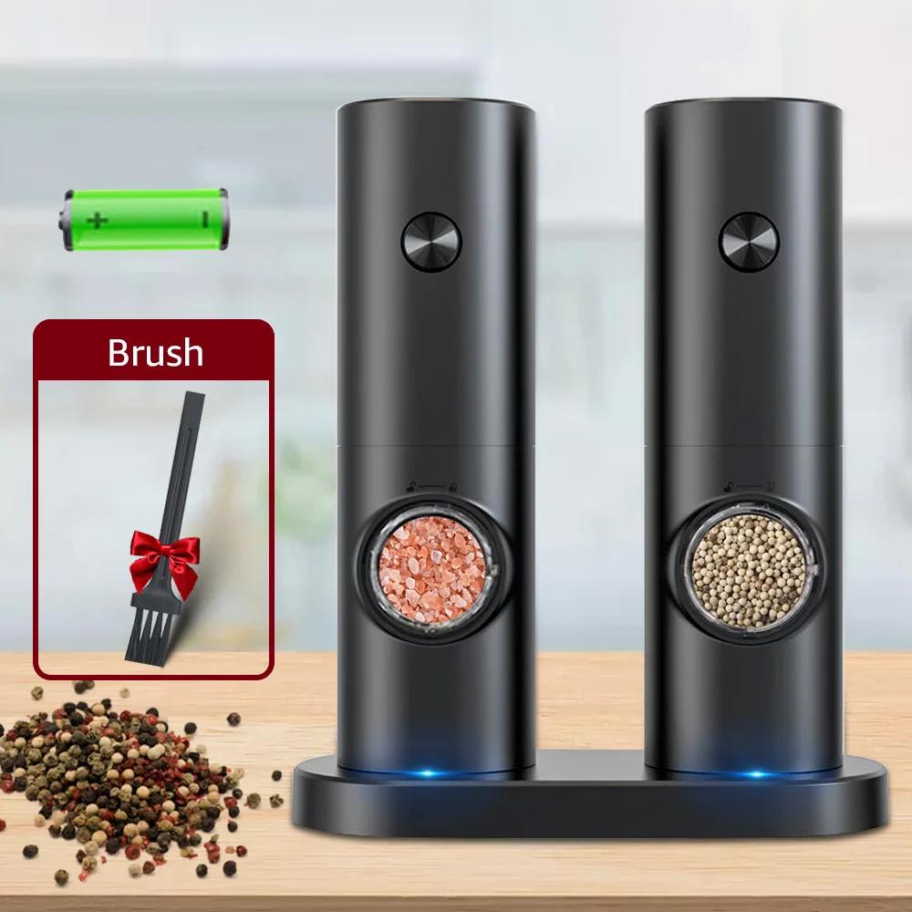 Electric battery Automatic Salt And Pepper Grinder Set  Spice Mill Adjustable Kitchen Tools