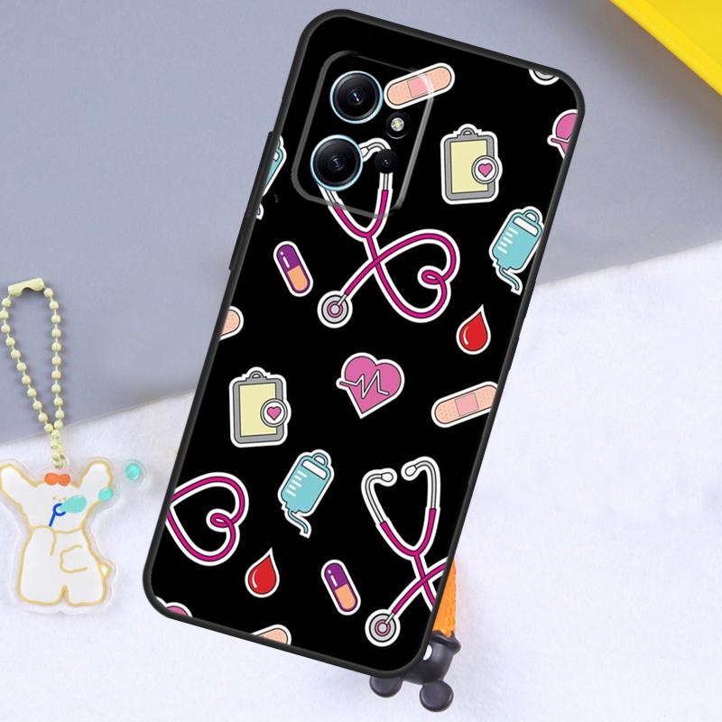 Stethoscope Heart Nursing Nurse Case For Xiaomi Redmi Note 11 9 10 12 13 14 15 Pro Plus Cover For Redmi 14C 10C 13C 12C 15C
