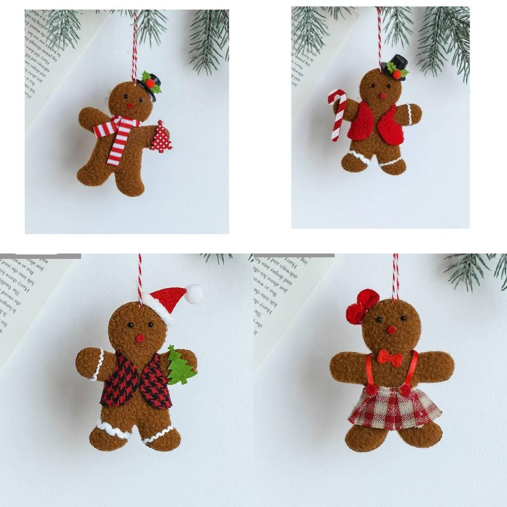 Adorable Brown Gingerbread Man Fabric Ornaments For Charming Christmas Tree Decoration