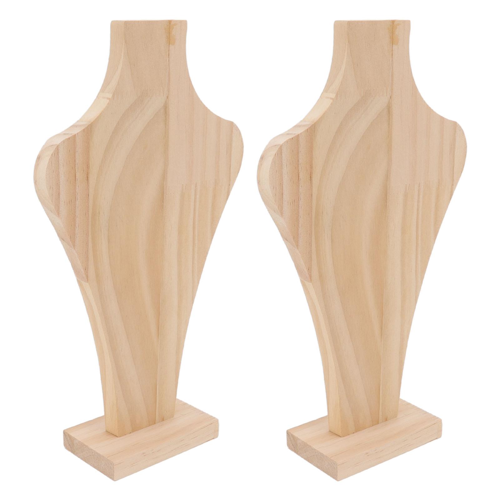 

2pcs Wooden Necklace Display Stand Vase Shaped Light Weight Solid Wood Jewelry Rack for Home and Professional Display S