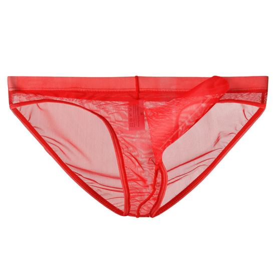Men Briefs Mesh Elephant Nose Close Fit Mid Waist Transparent See Through Stretchy Panties for Honeymoon