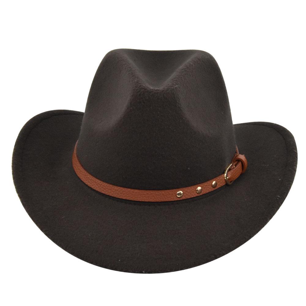 

Vintage Cross-Border Felt Hat with Wool Top, Imitation Sheepskin, Denim Trim & Metal Leather Belt in Ethnic Jazz Style M (56-58cm)