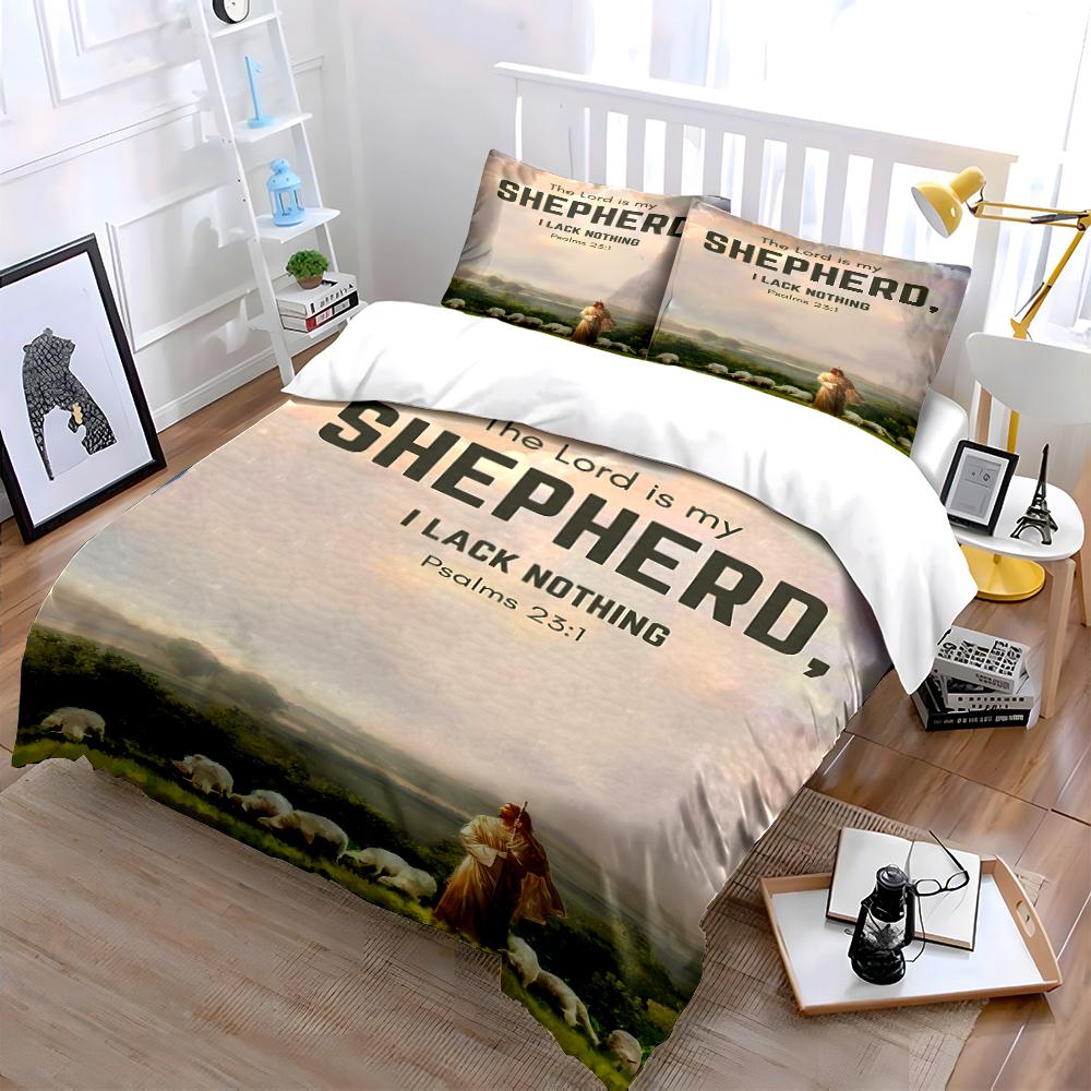 Psalm 23 Shepherd Bedding Set Bedding Set (1 Duvet Cover, 2 Pillowcases, Duvet Not Included)