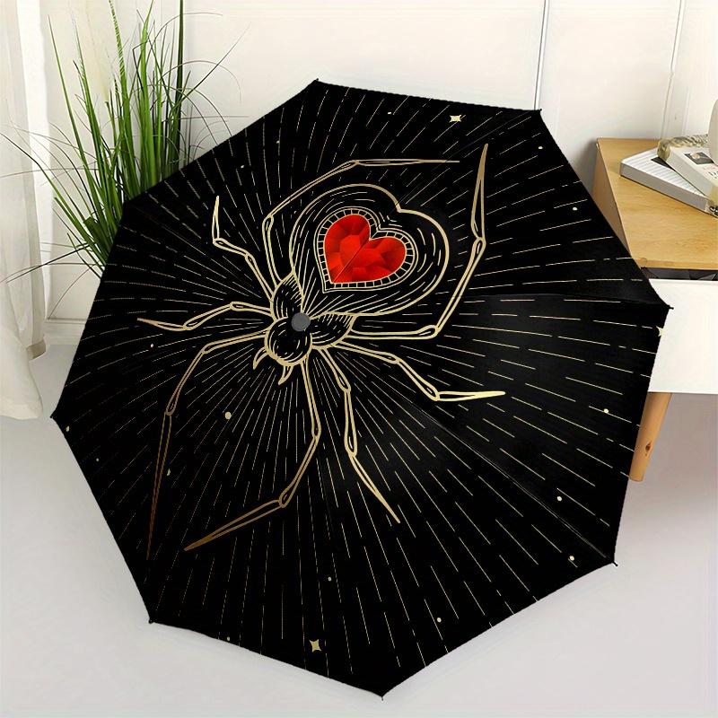 Love Web: Heart-Shaped Spider Web Art PrintUmbrella, Portable 3-Fold Umbrella for Men & Women,Christmas Gift ES91