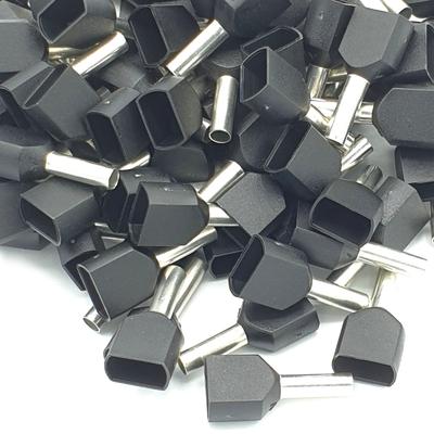 100Pcs 1.5Mm Black Dual Bootlace Crimp Ferrules Insulated Cord End Terminal