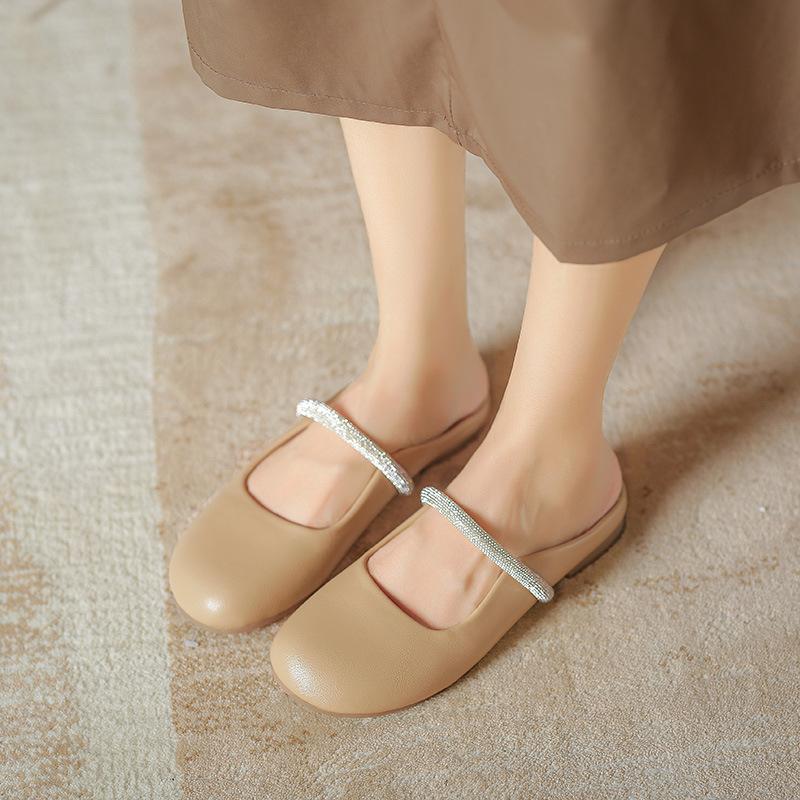 2025 spring and summer new heelless lazy Internet celebrities fairy wind bag head half slippers women wear muller women single shoes