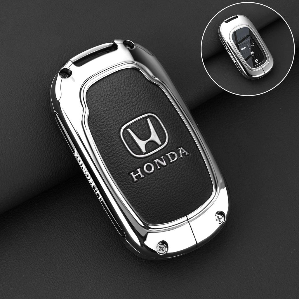 Leather Zinc Alloy Car Remote Key Case Cover For Honda Civic 11th Gen Accord Vezel Freed Pilot CRV 2021 2022 Protector Accessory