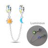 Copper Fashion Safety Chain Star Moon Inlaid Zirconium Charms Beads Fit Original Bangle Bracelet Diy Jewelry Gift