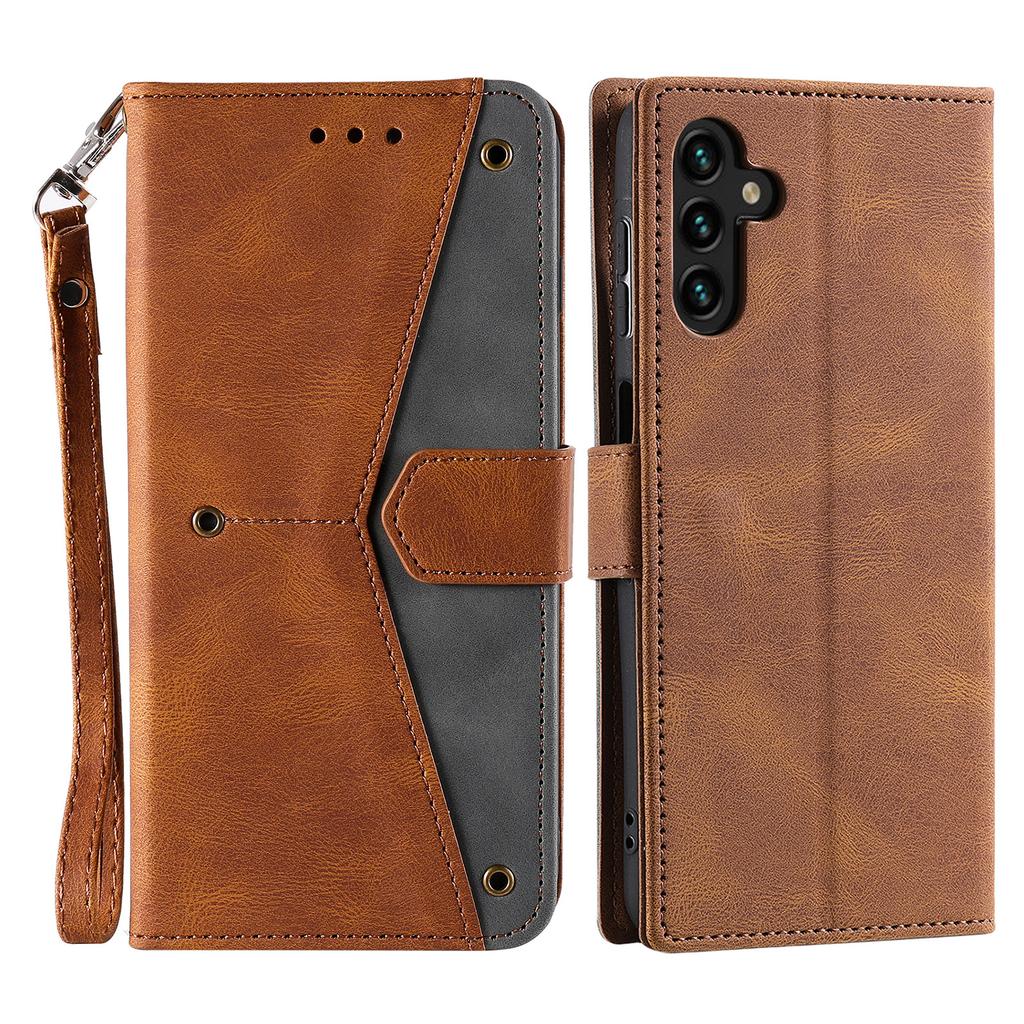 For Samsung Galaxy S26/S26 Pro Leather Case Splicing Stitching Wallet Phone Cover with Wrist Strap