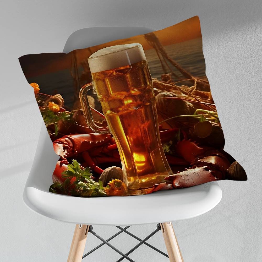 Drinks Beer Alcohol Art pillow over living room sofa cushion cover home decoration bedroom room bed pillow cover