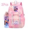 2Pcs/set Cute K-Pop Demon Hunters Printed Backpack with 750Ml Water Bottler for Teenager Student Girl Boy Large Capacity Waterproof Bookbag Travel Bag