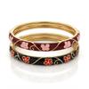 Classic Flower Thin Bangle for Women Cottagecore Enamel Floral Spring Bracelet Fashion Old Money Jewelry Gift