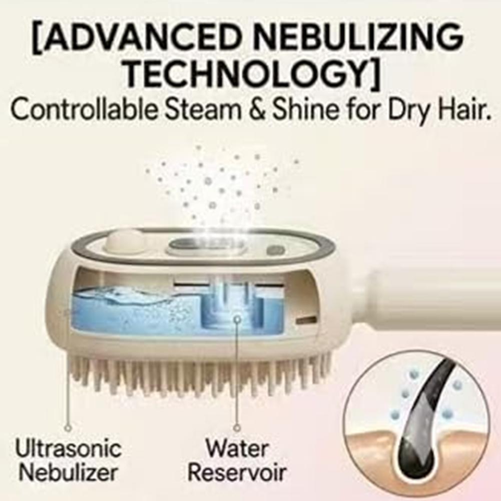 Elektrische Dampf-Haarbürste 2-in-1 mit Wasserspray zum Entwirren, Reduzierung von Frizz, Antistatik, Kopfhautmassage