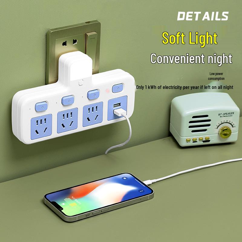 Multifunctional Wireless Surge Protector Power Strip with USB and Night Light