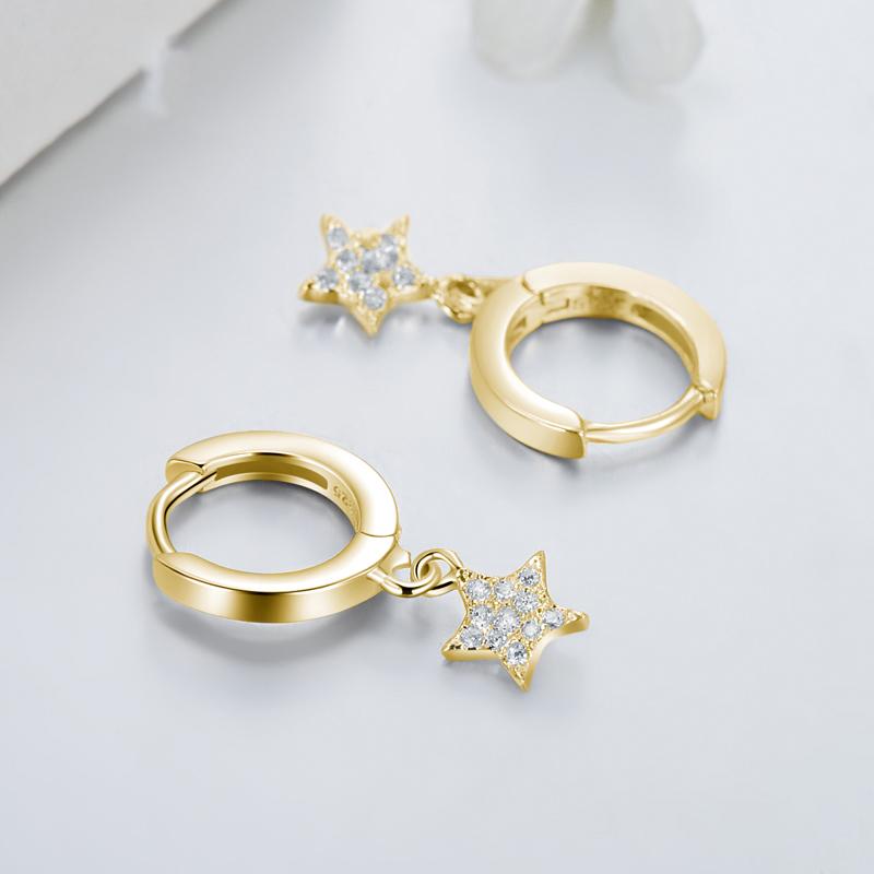 Modian Luxury 925 Sterling Silver Hearts Stars & Moon Dangle Earrings Fashion Silver Jewerly For Women Wedding Earring Gift