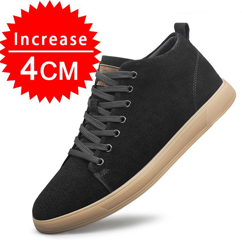 Genuine Pig Leather Fashion Height Increasing Sneakers Men All-match Casual Shoes Increase Insole 8cm Luxury Brand Lift Men Shoe