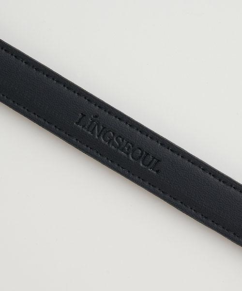 Lingseoul [Gift Option] 15Mm Leather Belt - [Silver/Gold]