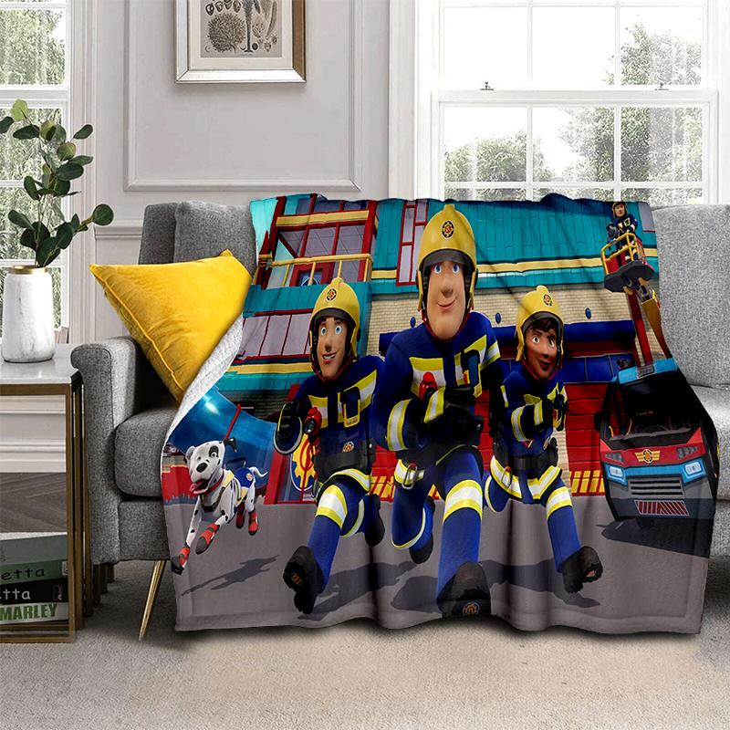 Pătură Copii Desen Animat Sam Pompierul Clasic 3D, Pătură Moale pentru Casă Dormitor Pat Canapea Călătorie Picnic Husa Cadou Copii