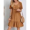 Summer Casual Loose V Neck Dress for Women European American Style Clothing