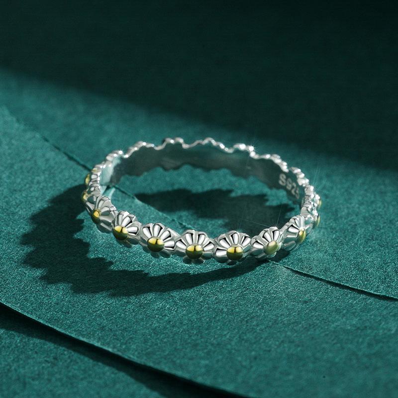 Modian S925 Sterling Silver Daisy Flower Ring - Versatile Japanese-Korean Style Sunflower Design for Women