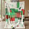 Portugal Football Printed Flannel Blanket Skin Friendly Warm Decorative Throw for Indoor Couch Bed Daily Use