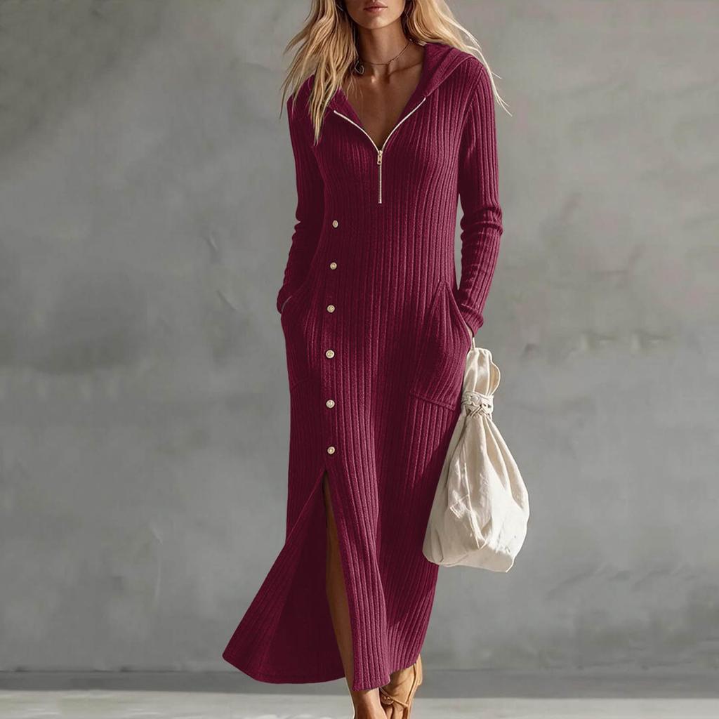 Abito Maxi da Donna alla Moda, Colorato, Vestibilità Larga, con Bottoni sul Davanti e Tasche, per l'Uso Quotidiano