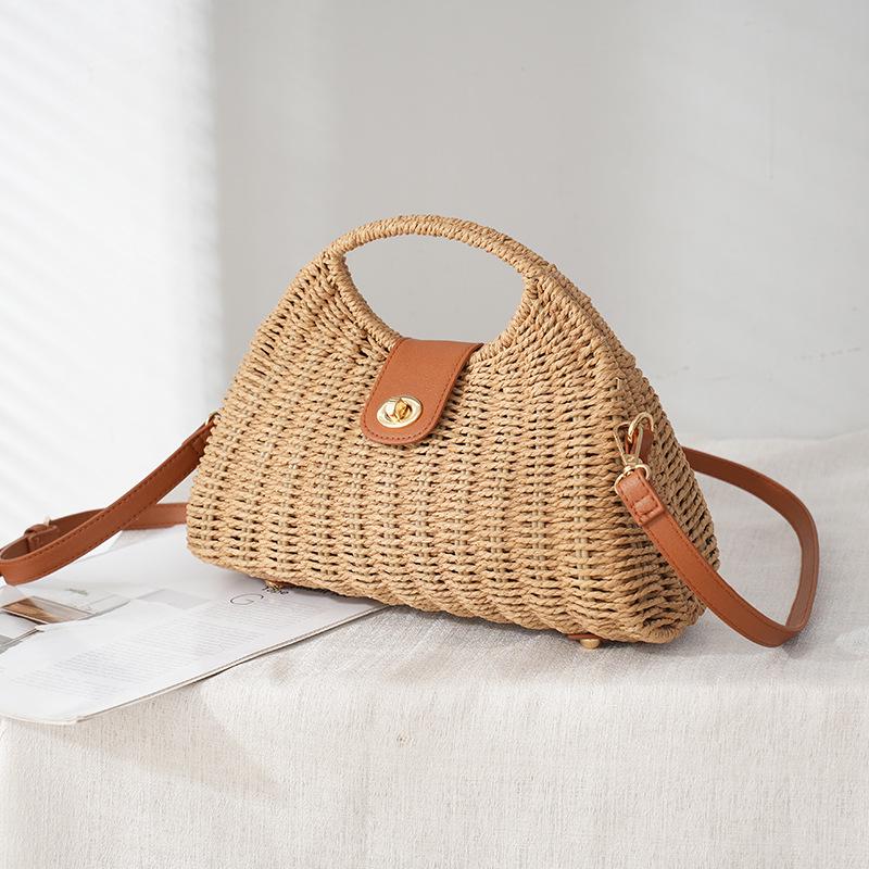 2022 Women's Summer Straw Large Handbag - Woven Shoulder & Crossbody Bag for Beach & Travel