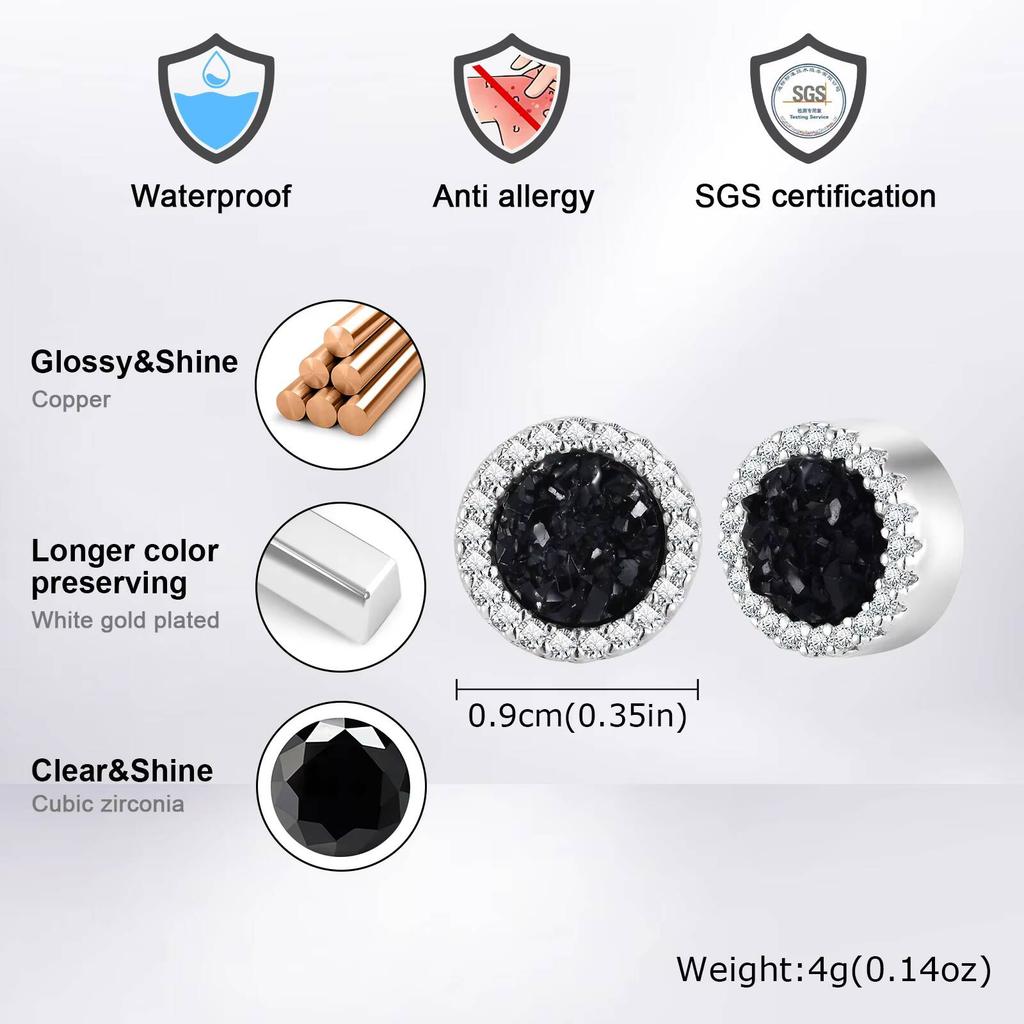 Orecchini a Clip Magnetici Vnox Senza Foro, Borchie Hip Hop con Zirconi per Uomo Donna, Gioielli per Orecchie Rotondi alla Moda Colore Argento Regali per Feste