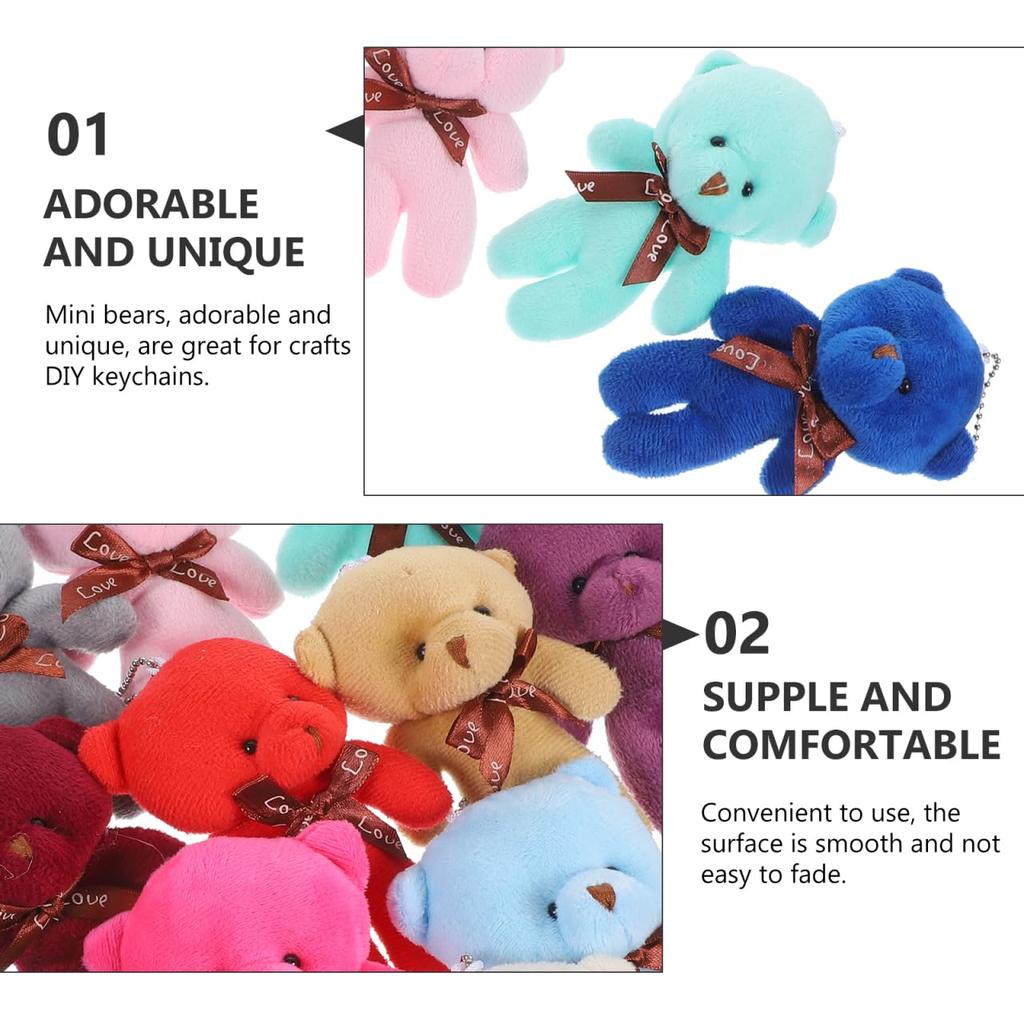 SUPVOX 12-Piece Mixed Set of Cute Fluffy Bear Keychains with Straps for Graduations, Valentine's Day, Birthdays, Weddings, and Parties. Perfect As a