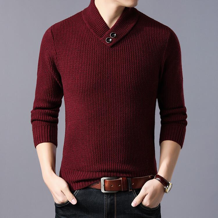 Men's Thick Knit Half-High Collar Sweater - Warm Threaded Base Layer for Autumn/Winter