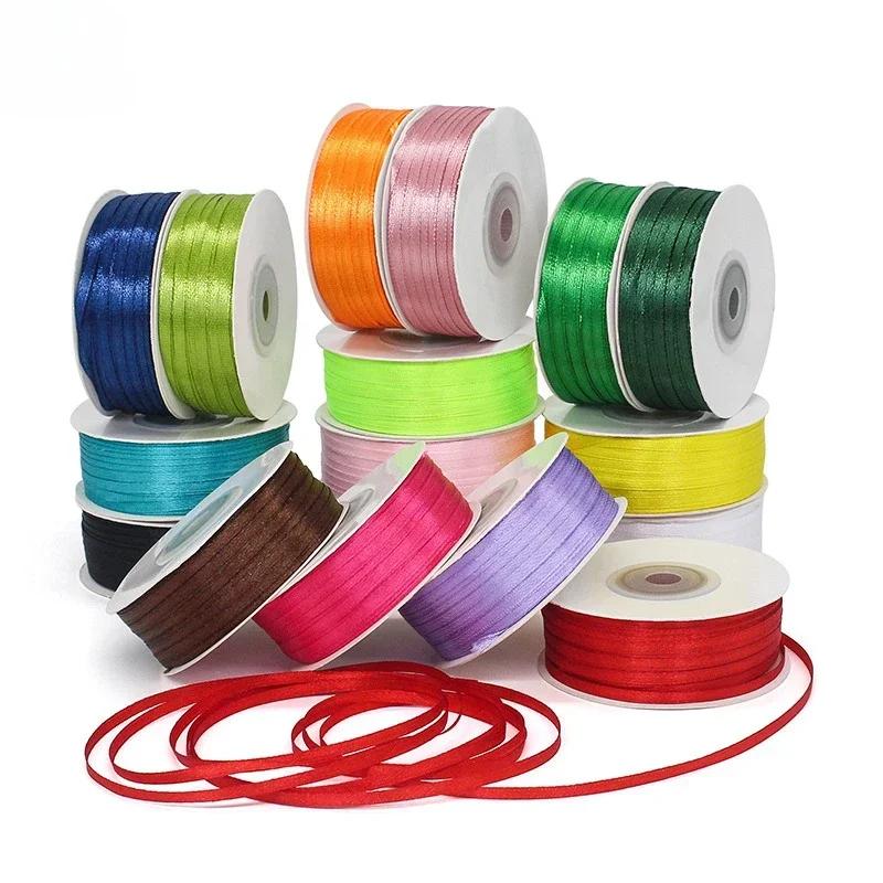 100yards 3MM Double Sided Satin Ribbon DIY Handmade Gift Wrapping Christmas Wedding Decorations Clothing Accessories Ribbons
